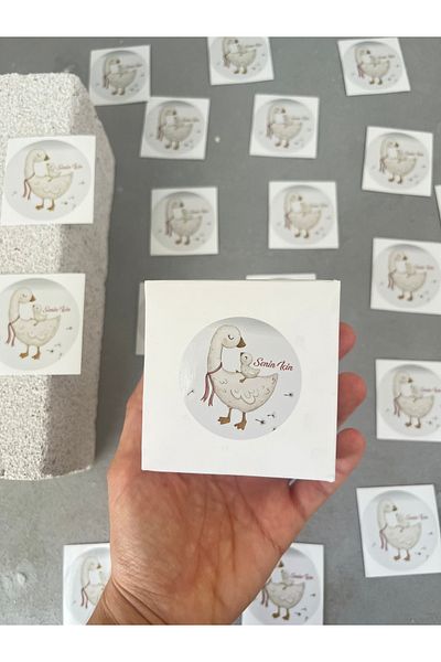 Meyofficial Duck Themed Round Adhesive Stickers for You 5cm 30Pcs