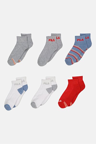 Fila جوارب نسائية مكونة من 6 أزواج بشعار العلامة التجارية، مجموعة رمادية