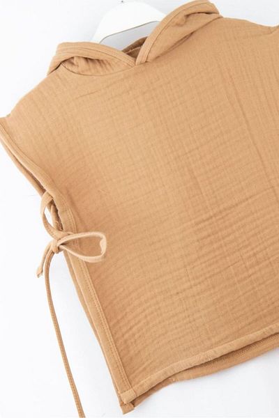 Bondilolly Baby Muslin Poncho Hooded Tie-Up 100% Cotton