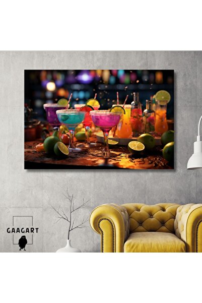 GAAGART Tekli Yatay Kanvas Cafe Bar Tablosu Renkli Kokteyl Bardakları