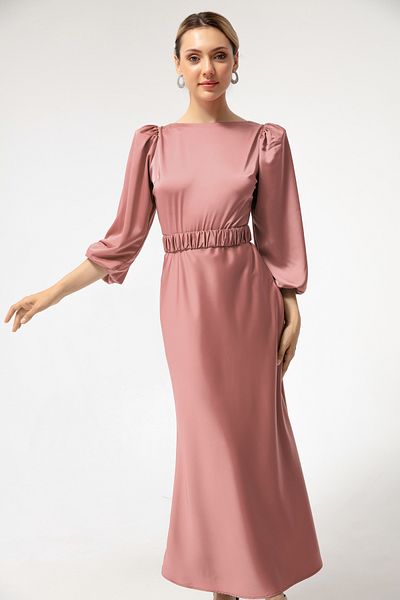 Lafaba Women's Powder Long Balloon Sleeve Engagement Dress