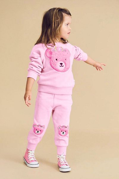 Minigimin Cicileri Pink My Little Teddy Bear Plush Embroidery Girl's Set