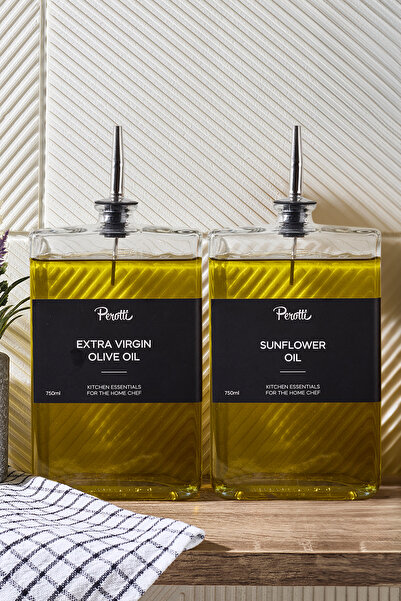 Kitchen Life Set of 2 Silver Square Oil Vinegar Bowl 750 ml - Olive Oil Liquid Oil Bottle Sauce Bowl Vinegar Bowl Set