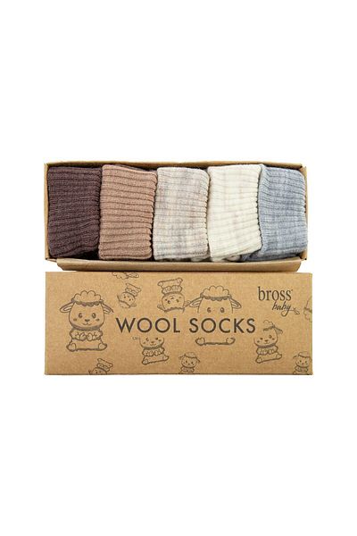 Bross Winter Wool Baby Socks - Set of 5 Boxed