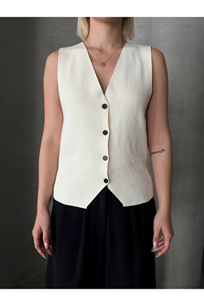 Somut istanbul Women's Knitwear Buckle Detailed Buttoned Vest