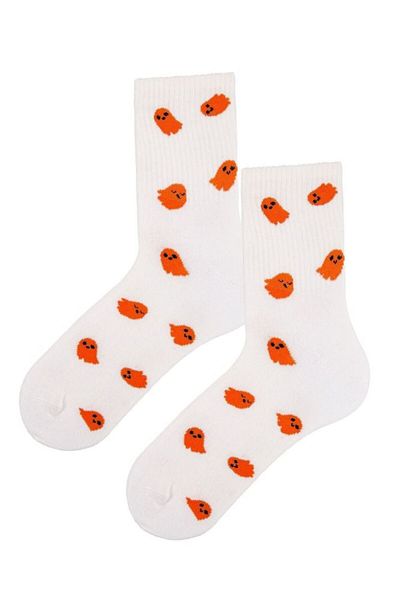 Bross Halloween Orange Ghost Socks