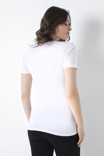 Bross Tricou alb din lycra pentru femei Bamboo 1460
