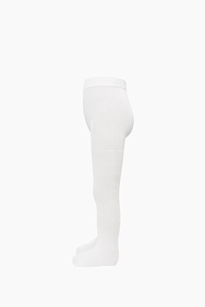 Bross Embossed Patterned Thin White Children's Pantyhose