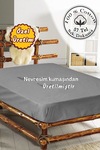 MonoHome Oeko-Tex ®   Certified 100% Cotton Fitted Sheet - 57 Wire Gray, Made from Duvet Cover Kumash