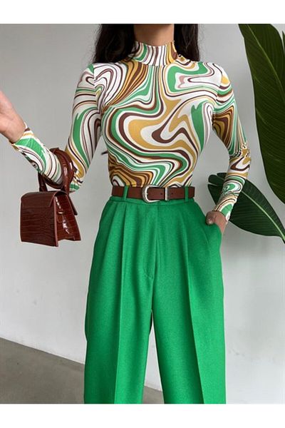 mydukkan.co Patterned Fishing Blouse Ecru Marbled