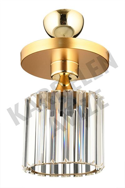 SONSUZ AYDINLATMA&AVİZE Kardelen Gold Single Tray Crystal Stone Downward Facing Luxury Chandelier