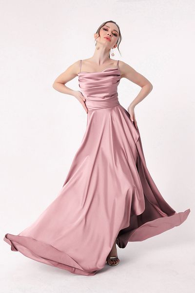 Lafaba Rochie de seară din satin și rochie de absolvire pentru femei