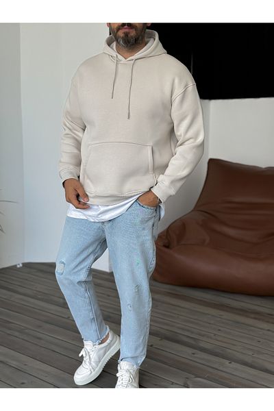 BYBASICMAN Basic Hooded Stone Sweatshirt - By-057