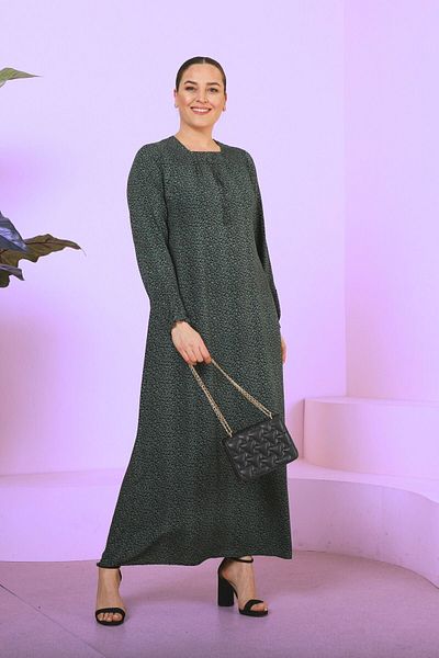 Ferace Women's Hijab Dress Mother Large Size Dress Maxi Emerald Green