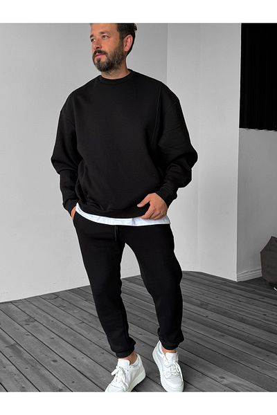 BYBASICMAN Black Front Pocket Stitched Sweatshirt Yp-4044