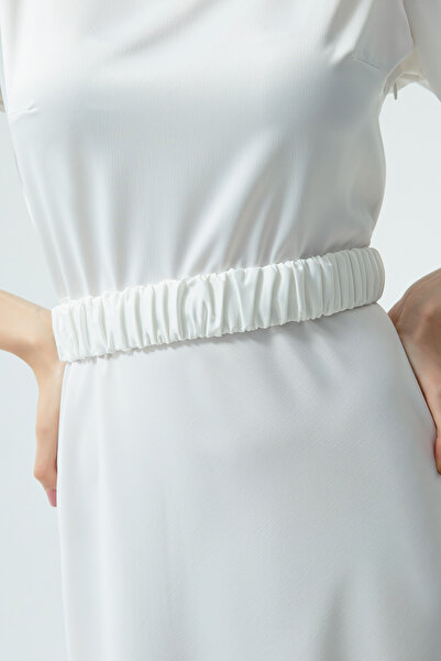 Lafaba Dámské bílé zásnubní šaty s dlouhým balonovým rukávem