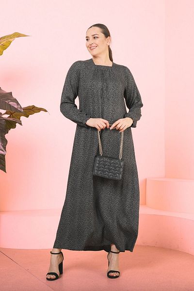 Ferace Women's Maxi Large Size Long Women's Dress Crispy Pattern Smoked