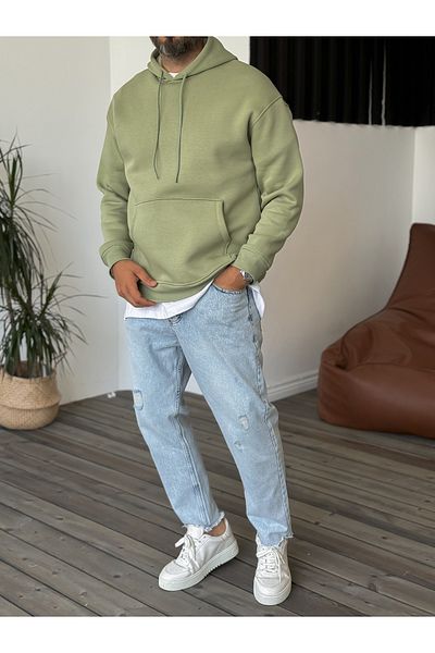 BYBASICMAN Green Basic Hooded Sweatshirt By-057