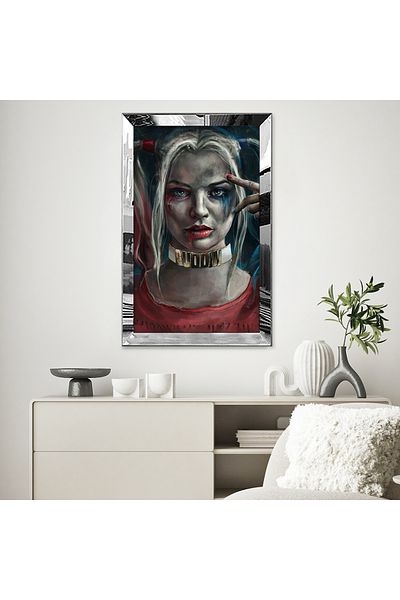Zevahir Mobilya Dekorasyon Masa Harley Quin Single MDF cu cadru din plexiglas cu oglinda argintie