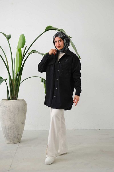 lurex moda Γυναικείο τζιν μπουφάν