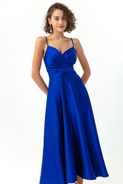 Lafaba Női szaxfonos pántos deréköv, szatén midi estélyi ruha és ballagási ruha