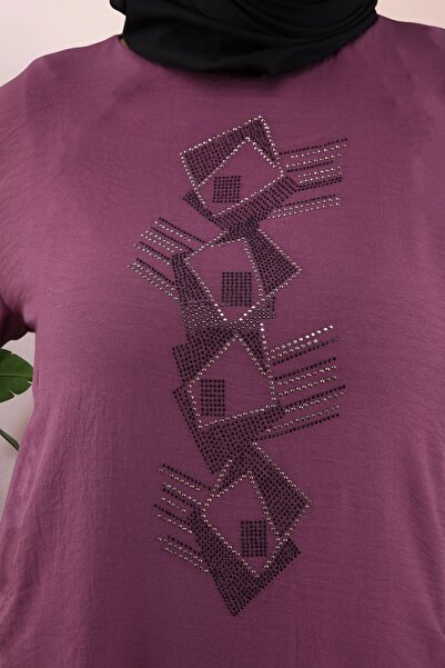 Ferace Hijab Ayrobin Double Suit Large Size Tunic Trousers Women's Dried Rose