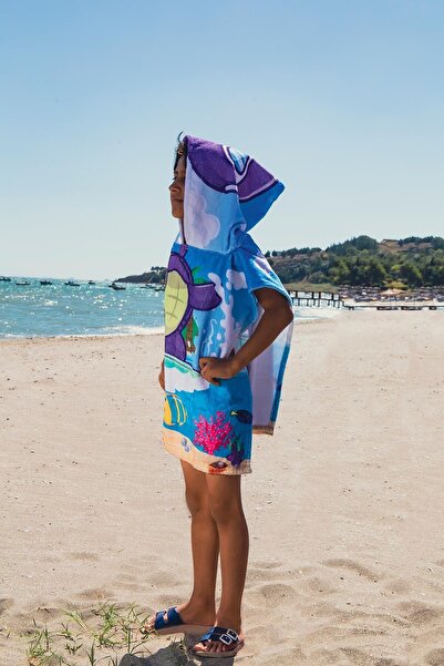 Bross Kaplumbağa Desenli Çocuk Havlu Panço 60x60