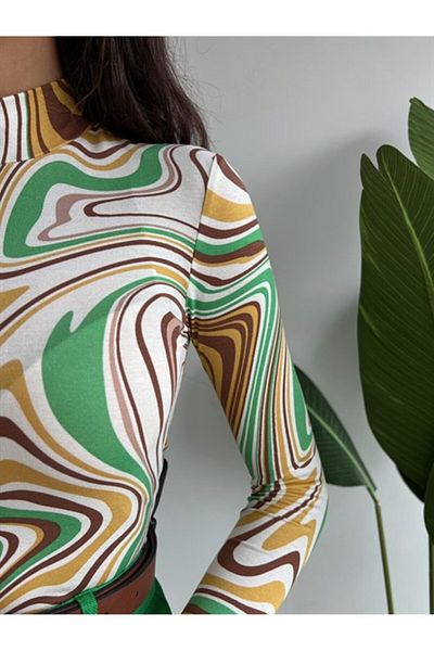 mydukkan.co Patterned Fishing Blouse Ecru Marbled