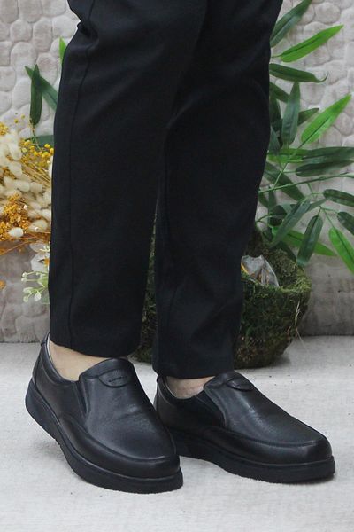 Polaris 5 Point Black Men's Shoes - Comfortable Rubber Sole Real Leather Casual