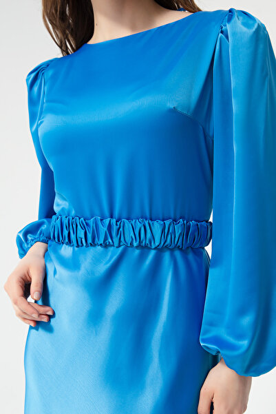 Lafaba Női indigó hosszú, ballon ujjú eljegyzési ruha