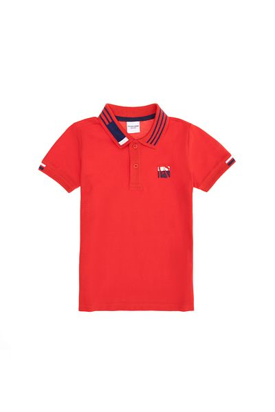 U.S. Polo Assn. Tricou roșu cu gât polo pentru băiat 50263388 -VR030