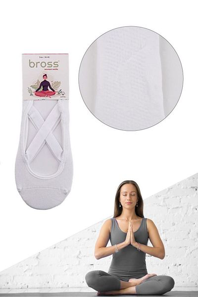 Bross Kadın Beyaz Kaydırmaz Taban Yoga Çorap