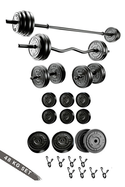 ygtsport 48 Kg Z-barlı Megaset Halter Seti Ve Dambıl Seti ,ağırlık Seti , Fitness Seti,Dumbell