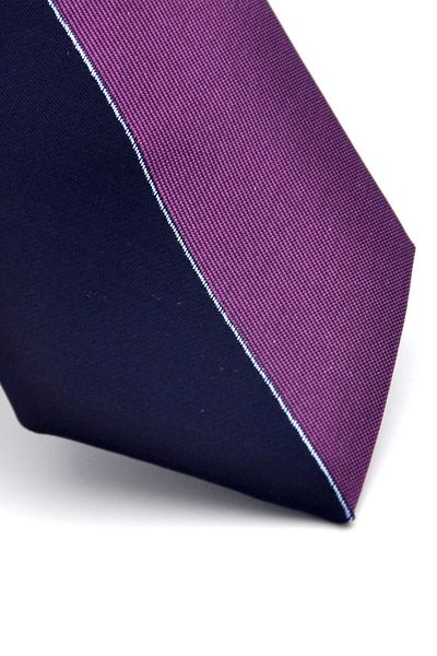 Gaffy Cravatte Plum and Navy Blue Panel Patterned Woven Fabric Slim Fit Tie // Kpk008