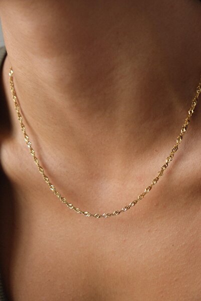 ByFlorya Jewelry Çelik Singapur Zincir Kolye İnce İthal Singapur Sarma Burgu ...