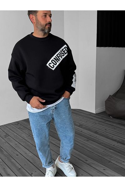 BYBASICMAN Black Confused Patch Sweatshirt Jj-1162