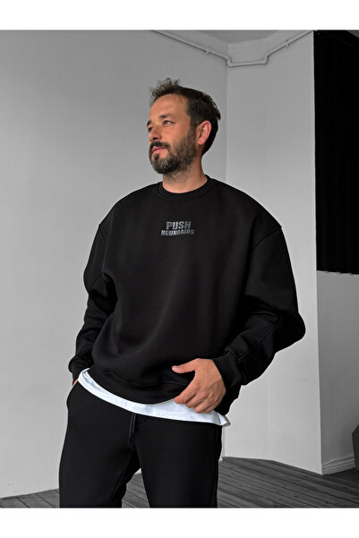 BYBASICMAN Black Push Embossed Sweatshirt Yp-4095