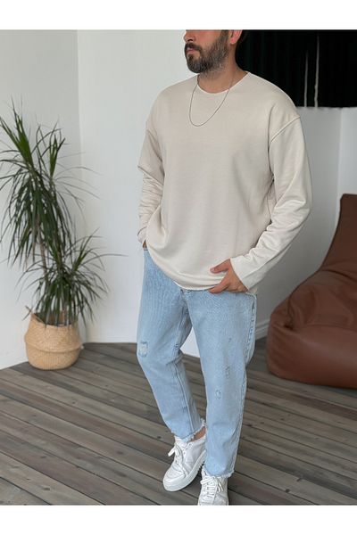BYBASICMAN Basic Stone Color Dirty Collar Sweatshirt - By-059
