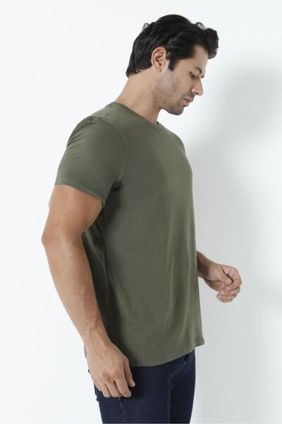 Bross Ανδρικό μπλουζάκι 100% βαμβακερό Cycling Khaki Fit