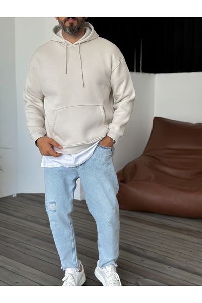 BYBASICMAN Basic Hooded Stone Sweatshirt - By-057