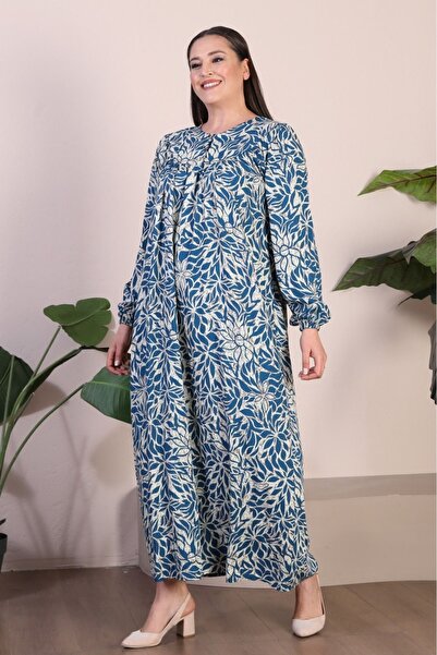 Ferace Μακριά μητρικά ρούχα μεγάλου μεγέθους Γυναικείο φόρεμα Hijab Petrol Blue