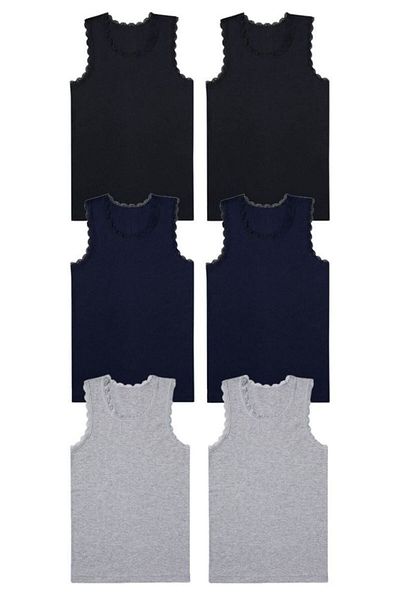 Bross Girl's 6-piece Lace Cotton Undershirt - 1134