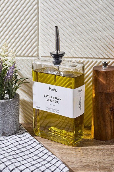 Kitchen Life 500 ml Silver Square Oil Vinegar Bowl Set - Olive Oil Liquid Oil Bottle Sauce Bowl Vinegar Bowl Set