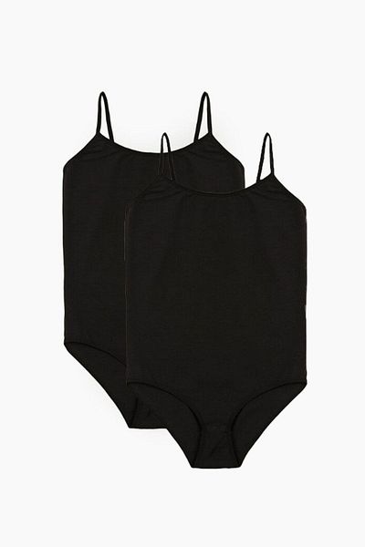 Bross Women's Snap Strap Body 2 Pieces Black 1054