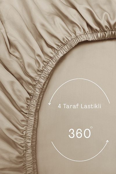 MonoHome Beige Colored 100% Cotton Oeko-tex® Elastic Sheet - Made from Duvet Cover Control