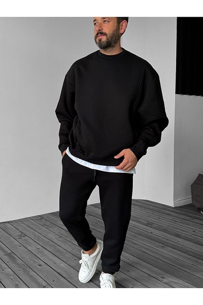 BYBASICMAN Black Front Pocket Stitched Sweatshirt Yp-4044