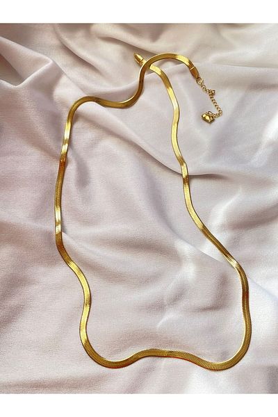 NAZLI Steel Necklace-Italian Scrunch Chain Stylish Simple Non Tarnish Steel Necklace 60+5 cm