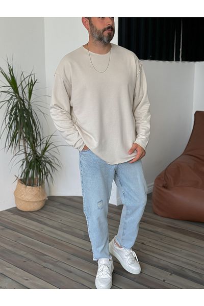 BYBASICMAN Basic Stone Color Dirty Collar Sweatshirt - By-059