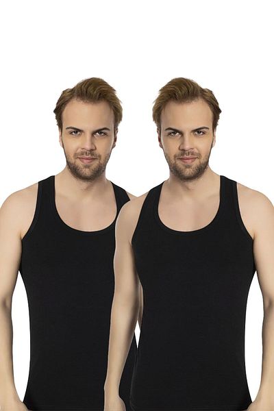 Bross 1040 ليكرا 2 قطعة رياضية سوداء للرجال