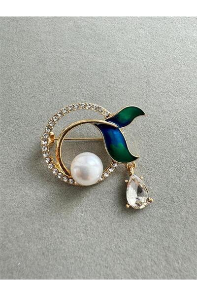 Pelin Aksesuar İncili Balık Kuyruğu Broş